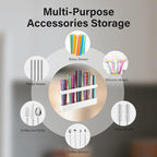Straw Holder for Cabinet Door, Reusable Tumbler Straw Organizer Storage Container Mount for Kitchen Counter Cupboard Door (White, 9.5inch)