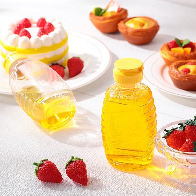 Tioncy 96 PCS Clear Plastic Honey Bottles 16 Oz Honey Jars with Lids Honey Bottle Containers Empty Honey Bear Bottle Squeeze Honey Bottle for Easy Storing and Dispensing
