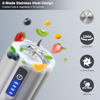 Portable Blender, Personal Blender for Smoothies and Shakes, Small Juice Mixer with LED Display, USB C Rechargeable Shake Maker with 6 Blades for Kitchen, Outdoor, Gym, 17 Oz, White