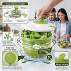 Salad Spinner-Lettuce Spinner | Best Fruit Washer With Fruit Washer Spinner Bowl, Easy-Spin Handle, 5QT