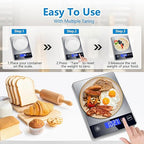 Food Kitchen Scale, Digital Food Scale 33lb Digital Kitchen Scale Precisely Measures Grams and Ounces for Meal Prep Baking and Cooking, Rechargeable 304 Stainless Steel Kitchen Scale LCD Display
