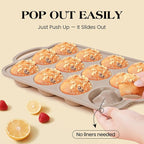 Vinino 2Packs Silicone Muffin Pans for Baking with Metal Reinforced Frame, 12 Cups Regular and 6 Cups Jumbo Nonstick Cupcake Pan, BPA Free Oven Dishwasher Safe Baking Mold for Muffins Cupcakes