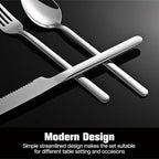 KINGSTONE 48-Piece Silverware Set with Steak Knives, Flatware Set for 8, Stainless Steel Tableware Cutlery Set for Home Restaurant, Mirror Finish,Modern Design