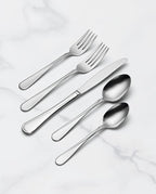 Oneida Silverware Set For 12, Flight 65-Piece Everyday Flatware Set with Serving Utensils, Service For 12, 18/0 Stainless Steel, Mirror Finish, Dishwasher Safe, Light Weight, Dining (Silver, 65 Piece)