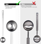 18/8 Stainless Steel Coffee Scoops, Doosu Food-Grade Metal Measuring Spoons with 6.9in Long Handle, Tablespoon Scooper for Coffee Beans, Ground Coffee, Espresso, Protein Powders, Tea (1 & 2 Tbsp)