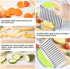 JAYVAR Large Crinkle Cutter French Fry Cutter, Large Wave Slicer Potato Wavy Chopper, Stainless Steel Vegetable Crinkle Cutting Onion Chopping Tool with Handle for Cucumber, Kitchen Dicer Gadgets