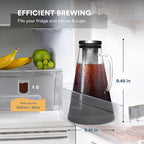 OVALWARE Airtight Cold Brew Iced Coffee Maker Pitcher (& Iced Tea Maker) with Spout – 1.5L/ 51oz Brewing Glass Carafe with Removable Stainless Steel Filter