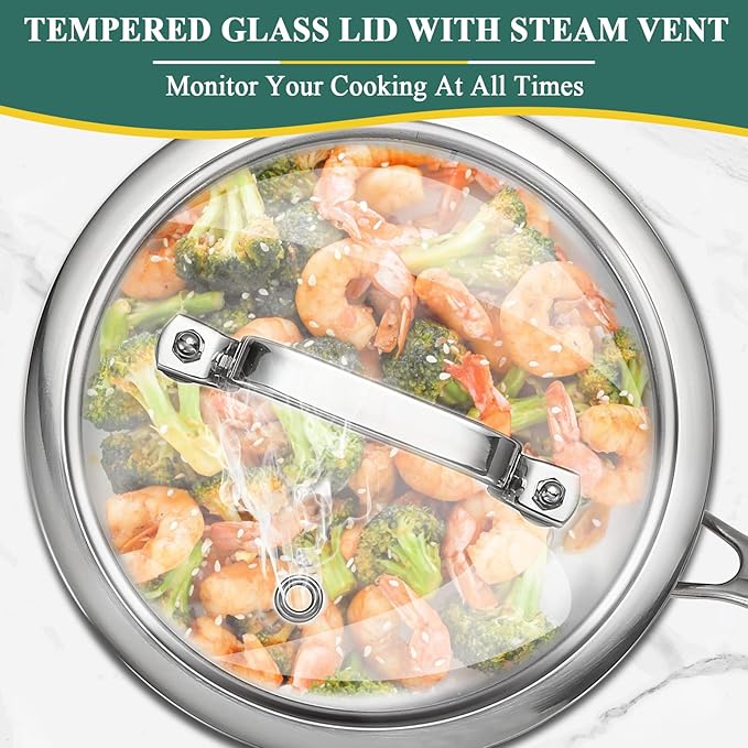 DELARLO Stainless Steel Small Brushed Saucepan With Lid, Induction Cooking Sauce Pot Pan, Full-body Clad Tri-Ply Heavy Duty Saucier Cookware, Dishwasher Safe & Oven Safe(2 Quart)