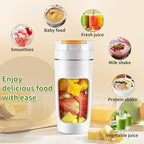 Slim Portable Blender Cup, 20oz (600ml) Personal Travel Juicer with Leakproof Lid, USB-C Rechargeable Licuadora Portatil for Smoothies and Shakes, Auto-Cleaning(white)