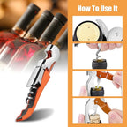 12 Pieces wine key wine opener Professional Waiter Corkscrews Stainless bottle opener Fold Serrated Foil Cutter Key for Family, Company Party,Bars,Restaurants(orange)