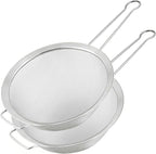 8.7" Large Fine Mesh Strainer Set with Sturdy Handle, Stainless Steel Sieve Flour Sifter, Kitchen Metal Colander for Rice, Quinoa, Pasta, Fruit, 2 Pack