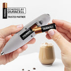 Zulay Kitchen Patented Tornado Triple Whisk Milk Frother with 4 Duracell Batteries – Handheld Foam Maker for Coffee, Lattes, Matcha & Hot Chocolate – Rich, Creamy Froth in Seconds - Steel Gray