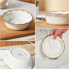 ONEMORE Mini Pie Pans, 6.8 inch Ceramic Pie Dish for Baking Nonstick Small Pie Pans Deep Dish Pie Plates Mini Tart Pans, Ideal for Chicken Pot Pie & Desserts, Individual Pot Pie Baking Dishes Set of 4