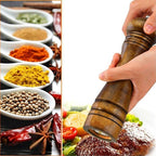 Wooden Pepper Mill Set Salt Pepper Grinder Kit Manual Mills Solid with Strong Adjustable Ceramic Grinders 2 Piece 8 Inches