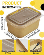 50Pack Disposable Paper Meal Prep Containers with Lids and Forks, 35OZ Kraft Paper To Go Food Containers for Salad Soup Hot/Cold Food, Take Out Serving Bowl for Household & Restaurant & Party & Picnic