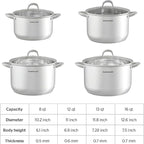 SUNHOUSE Stainless Steel Stock Pot - 16 Quart Heavy-Duty Induction Cooking Pot with Visible Lid for Pasta, Soup, Spaghetti - Nonstick Thick-Bottom Deep Stockpot for Canning, Boiling, and Simmering