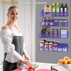DTUQYX Magnetic Spice Rack for Refrigerator, 4 Pack 100% Metal Strong Magnet Fridge Shelves, Space Saving Spice Organizer, No Drilling Home Kitchen Laundry Room Storage Organization, Purple Blue