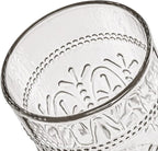 CREATIVELAND Colored Vintage Drinking Glasses Set of 4, 15.5 oz Romantic Embossed Water Glasses, Colored Tumblers Tempered Glass for Juice, Beverages, Beer, Cocktail (Gray)
