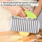 JAYVAR Large Crinkle Cutter French Fry Cutter, Large Wave Slicer Potato Wavy Chopper, Stainless Steel Vegetable Crinkle Cutting Onion Chopping Tool with Handle for Cucumber, Kitchen Dicer Gadgets