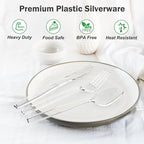 360 Count Extra Heavy Duty Clear Plastic Forks and Spoons, 180 Forks & 180 Spoons, Heat Resistant, Disposable Plastic Silverware Set