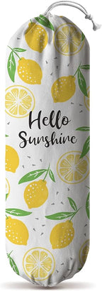 Hglian Lemon Grocery Bags Holder,Sunshine Plastic Bag Holder Garbage Shopping Trash Bags Storage Organizer,Cute Lemon Kitchen Décor, Gifts for Women