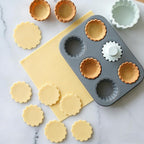 Mini Tart Pan, 2.75" Egg Tart Molds 6-Cavity Non Stick Fluted Mini Tart Mould, Reusable Quiche Bakeware Carbon Steel for Pies, Quiche, Cheese Cakes, Desserts(Not Included Cutting Mold)