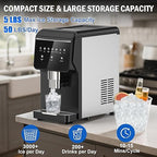 Nugget Ice Maker Countertop 50 LBS/Day, 5 LBS Ice Bin, Water Dispenser Countertop, Soft Chewable Pellet Ice Maker Machine Stainless Steel, Nugget Ice Machine for Home Bar Kitchen Office, Self-Cleaning