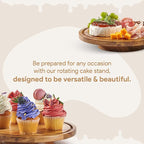 HOMESPHERE Rotating Cake Stand With Lid - 12 Inch Round Cake Holder with Cover, 4” Tall, Acacia Wood Spinning Cake Turntable for Decorating, Display and Serving Platter, Acrylic Cake Dome, No Glass