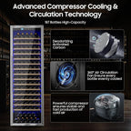 24 Inch Wine Cooler Refrigerator,187 Bottles Large Wine Fridge Freestanding Tall Wine Cooler with Upgraded Compressor, Low Noise and Elegant Design for The Wine Lovers
