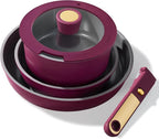 CAROTE Ceramic Pots and Pans Set, Nonstick Cookware Set Detachable Handle, 6pcs Induction Kitchen Cookware Sets Non Stick with Removable Handle, RV Cookware Set, Oven Safe, Purple
