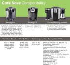 Perfect Pod Cafe Save 1-Stream Reusable K Cup Pod Coffee Filters - Refillable Coffee Pod Capsules with Built-In, Integrated Mesh Strainer for use with Keurig & Select Single Cup Coffee Makers, 6-Pack