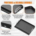 16" x 13" Cast Iron Nonstick Grill Griddle for Gas & Charcoal Grills, Flat Top BBQ Griddle Plate with Grease Groove & Removable Handle, Universal Fit for Outdoor & Home Cooking, Tailgating