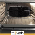 Millvado Roasting Pan With Lid, Turkey Roaster Pan, Extra Large 15 lb Capacity, 18" Granite Oven Roaster Oval Shaped Speckled Enamel on Steel Cookware