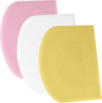 SURDOCA Dough Scraper Bench Scraper - 3P 13x7.9" Plastic Flexible Bowl Scraper, Sharp Edge & Angles Cake Scraper. Non-Slip Bakeware Decorating Tools Sculpting & Modeling Tools - Yellow+White+Pink