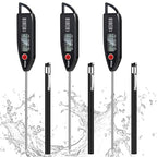 Copkim 3 Set Waterproof Food Thermometer for Water, Liquid, Candle and Cooking Digital Meat Thermometer with Long Probe Instant Read for Kitchen BBQ Grill Candy (Black)