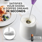 Zulay Kitchen Milk Frother Handheld Electric Whisk with AA Duracell Batteries – Durable Drink Mixer for Coffee, Lattes, Cappuccinos & More - Galaxy