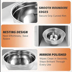 BEWOS Mixing Bowls with Lids Set - 5 Pcs Stainless Steel Mixing Bowls With 3 Grater Attachments, Size 4.5, 4, 3.5, 2.1, 1.5QT Metal Bowls for Baking and Serving (Black)