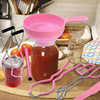 Home Canning Supplies Starter Kit, Food Grade Stainless Steel Canning Tools with Jar Lifter Tongs, Funnel, Labels, Magnetic Lid Lifter, Essential Canning Accessories Equipment Set for Beginners, Pink