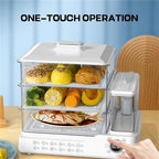24L Electric Steamer, 3 Tier Electric Food Steamer for Cooking, Commercial Stainless Steel Steamer with Detachable Water Tank, Large Capacity Breakfast Machine with Timer