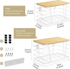 Extra Large 2 Pack Potato and Onion Storage Bins, Potato and Onion Storage Baskets with Bamboo Top, Trash Bag Dispenser, Storage Stackable for Kitchen Laundry Organizers, White