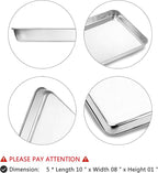 Baking Sheets Set of 5, Bastwe Stainless Steel Baking Pan Tray Cookie Sheet, Size 10 x 8 x 1 inch, Non Toxic & Healthy, Rust Free & Easy Clean