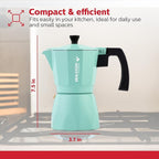 Holstein Housewares - 6 Cup Aluminum Stovetop Espresso Maker and Moka Pot - Great Tasting Traditional Espresso Coffee, Italian and Cuban Café Brewing in Minutes, Mint