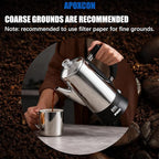 APOXCON Electric Coffee Percolator Stainless Steel Coffee Maker with Clear Brew Progress Tough Glass Knob and On/OFF Switch Classic Coffee Pot with Keep Warm & Cordless Serve No Aluminum (12 Cup)