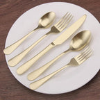 Matte champagne Silverware Set, 20-Piece Stainless Steel Flatware Set, Kitchen Utensil Set Service for 4, Tableware Cutlery Set for Home and Restaurant, Satin Finish, Dishwasher Safe