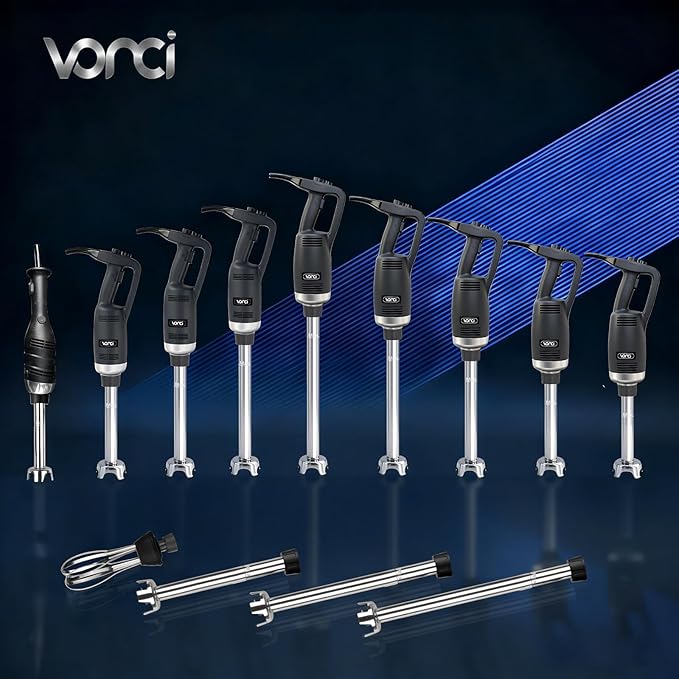 VONCI 750W Commercial Immersion Blender, Extra Heavy Duty Hand Blender with Variable Speed 8000-19000RPM, Handheld Stick Mixer with 20" SUS 304 Shaft, Commercial Emulsifier for Restaurant Kitchen.
