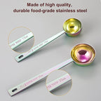 Safring Premium coffee scoop set, set of 2, Metal stainless steel long handle coffee scoop, measuring coffee spoons contains 1 tablespoon (15 ml) and 2 tablespoons (30 ml) multicolor spoon