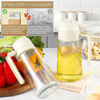 Oil Sprayer for Cooking 2pcs,2 in 1 Oil Dispenser and Oils Sprayer Kitchen Gadgets-16oz Glass Oils Spray Bottle,Mist Olive OilDispenser,Air Fryer,Salad,Grill (White Kitchen Accessories)