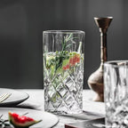 Qipecedm Drinking Glasses, 8 Piece Crystal Glass Cups, Mixed Glassware Set, 4 pcs Crystal Old Fashioned 11oz Highballs and 4 pcs 11oz Whiskey Glasses, Great for Cocktail, Whisky and other Beverages