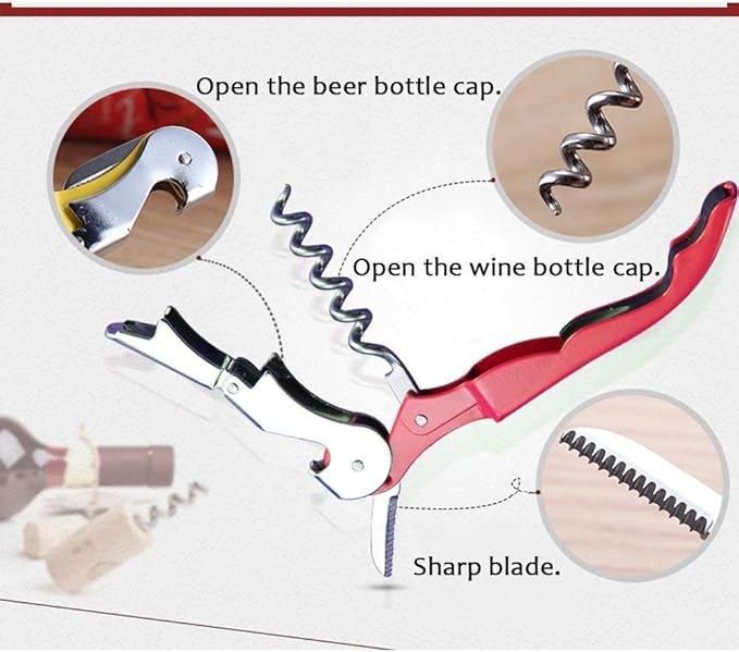 RECUTMS 12 Packs Corkscrew Wine Opener Stainless Steel Fold Beer or Bottle Opener Serrated Foil Cutter,Perfect for Bars,Restaurants,Family,Company Party (12 Color)