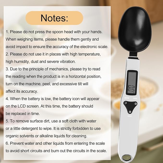 Electronic Food Measuring Spoon, Stainless Steel Digital Scoop Scale Small Baking Weight Cup with LCD Display 300g/0.1g High Precision Gram Kitchen Gadgets for Home Kitchen